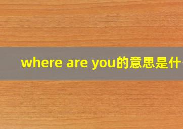 where are you的意思是什么